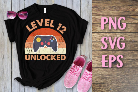 Level 12 Unlocked Vintage Birthday Svg: Graphics for T-Shirt Designs