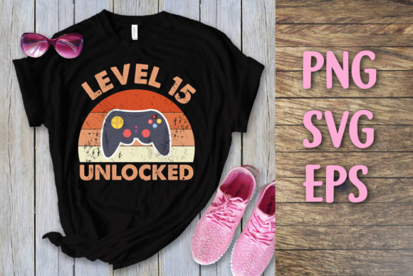 Level 15 Unlocked Vintage Birthday Svg