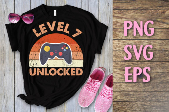 Level 7 Unlocked Vintage Birthday Svg Graphics