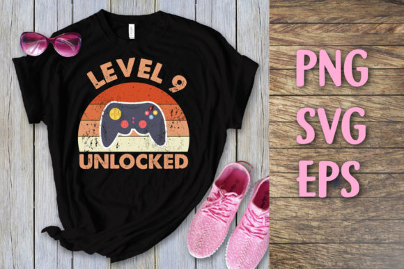 Level 9 Unlocked Vintage Birthday Svg: Graphics for T-Shirt Designs