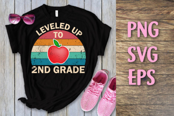 Leveled Up to 2nd Grade Vintage Svg Graphics
