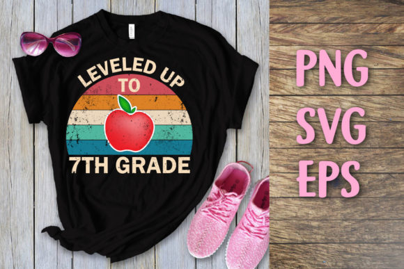 Leveled Up to 7th Grade Vintage Svg Graphics