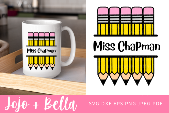 Pencil Monogram Svg, Teacher Badge Svg
