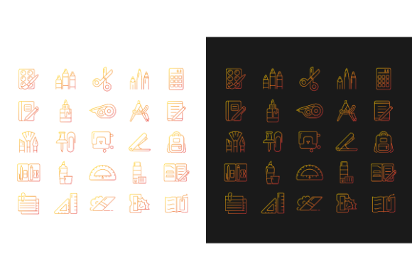 School Supplies Gradient Icons Bundle: Graphics and Icons for Real Projects