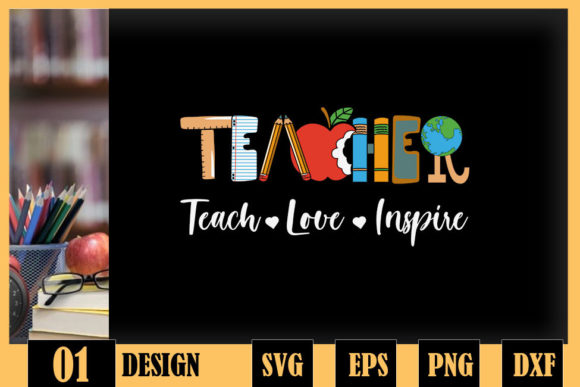 Teacher Teach Love Inspire Elements Graphics